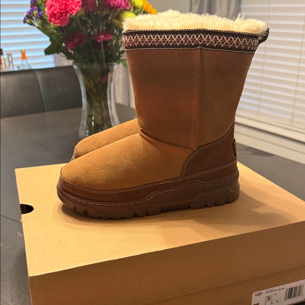 UGG Brown Kids Boots with Cream Lining